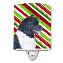 Load image into Gallery viewer, Akita Candy Cane Holiday Christmas Ceramic Night Light SS4590CNL