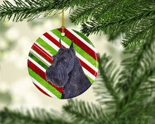Load image into Gallery viewer, Schnauzer Candy Cane Holiday Christmas Ornament - Round Ceramic Ornament – Artist-Designed Keepsake Decoration SS4592