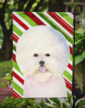 Load image into Gallery viewer, Bichon Frise Candy Cane Holiday Christmas Garden Flag – Decorative Outdoor Yard Flag