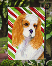 Load image into Gallery viewer, Cavalier Spaniel Candy Cane Holiday Christmas Garden Flag – Decorative Outdoor Yard Flag