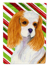 Load image into Gallery viewer, Cavalier Spaniel Candy Cane Holiday Christmas Garden Flag – Decorative Outdoor Yard Flag