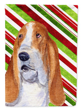 Load image into Gallery viewer, Basset Hound Candy Cane Holiday Christmas Garden Flag – Decorative Outdoor Yard Flag