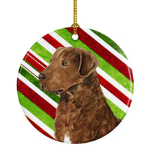 Load image into Gallery viewer, Chesapeake Bay Retriever Candy Cane Holiday Christmas Ornament - Round Ceramic Ornament – Artist-Designed Keepsake Decoration SS4600