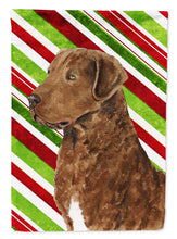 Load image into Gallery viewer, Chesapeake Bay Retriever Candy Cane Holiday Christmas Garden Flag – Decorative Outdoor Yard Flag