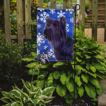 Load image into Gallery viewer, Skye Terrier Winter Snowflakes Holiday Garden Flag – Decorative Outdoor Yard Flag