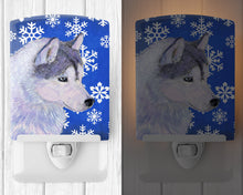 Load image into Gallery viewer, Siberian Husky Winter Snowflakes Holiday Ceramic Night Light SS4602CNL