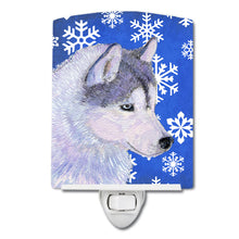 Load image into Gallery viewer, Siberian Husky Winter Snowflakes Holiday Ceramic Night Light SS4602CNL
