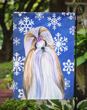 Load image into Gallery viewer, Shih Tzu Winter Snowflakes Holiday Garden Flag – Decorative Outdoor Yard Flag
