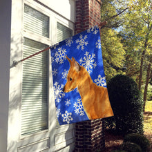 Load image into Gallery viewer, Min Pin Winter Snowflakes Holiday Flag Canvas House Size