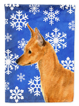 Load image into Gallery viewer, Min Pin Winter Snowflakes Holiday Flag Canvas House Size