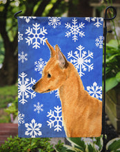 Load image into Gallery viewer, Min Pin Winter Snowflakes Holiday Garden Flag – Decorative Outdoor Yard Flag