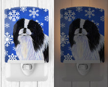 Load image into Gallery viewer, Japanese Chin Winter Snowflakes Holiday Ceramic Night Light SS4605CNL