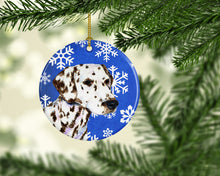 Load image into Gallery viewer, Dalmatian Winter Snowflakes Holiday Christmas Ornament - Round Ceramic Ornament – Artist-Designed Keepsake Decoration SS4607