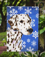 Load image into Gallery viewer, Dalmatian Winter Snowflakes Holiday Garden Flag – Decorative Outdoor Yard Flag