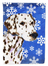 Load image into Gallery viewer, Dalmatian Winter Snowflakes Holiday Garden Flag – Decorative Outdoor Yard Flag