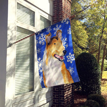 Load image into Gallery viewer, Collie Smooth Winter Snowflakes Holiday Flag Canvas House Size