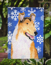 Load image into Gallery viewer, Collie Smooth Winter Snowflakes Holiday Garden Flag – Decorative Outdoor Yard Flag