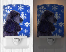 Load image into Gallery viewer, Cocker Spaniel Winter Snowflakes Holiday Ceramic Night Light SS4609CNL