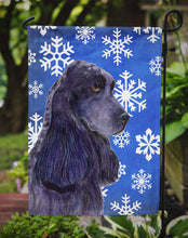 Load image into Gallery viewer, Cocker Spaniel Winter Snowflakes Holiday Garden Flag – Decorative Outdoor Yard Flag
