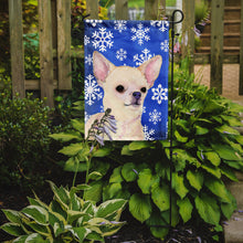 Load image into Gallery viewer, Chihuahua Winter Snowflakes Holiday Garden Flag – Decorative Outdoor Yard Flag