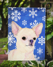 Load image into Gallery viewer, Chihuahua Winter Snowflakes Holiday Garden Flag – Decorative Outdoor Yard Flag