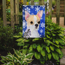Load image into Gallery viewer, Chihuahua Winter Snowflakes Holiday Garden Flag – Decorative Outdoor Yard Flag