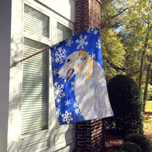 Load image into Gallery viewer, Borzoi Winter Snowflakes Holiday Flag Canvas House Size