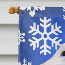 Load image into Gallery viewer, Borzoi Winter Snowflakes Holiday Flag Canvas House Size