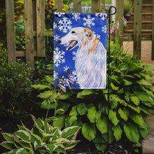 Load image into Gallery viewer, Borzoi Winter Snowflakes Holiday Garden Flag – Decorative Outdoor Yard Flag