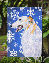 Load image into Gallery viewer, Borzoi Winter Snowflakes Holiday Garden Flag – Decorative Outdoor Yard Flag