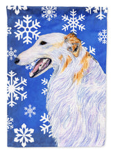 Load image into Gallery viewer, Borzoi Winter Snowflakes Holiday Garden Flag – Decorative Outdoor Yard Flag