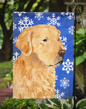 Load image into Gallery viewer, Golden Retriever Winter Snowflakes Holiday Garden Flag – Decorative Outdoor Yard Flag
