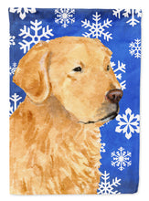 Load image into Gallery viewer, Golden Retriever Winter Snowflakes Holiday Garden Flag – Decorative Outdoor Yard Flag