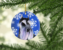 Load image into Gallery viewer, Schnauzer Winter Snowflakes Holiday Christmas Ornament - Round Ceramic Ornament – Artist-Designed Keepsake Decoration SS4615