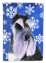 Load image into Gallery viewer, Schnauzer Winter Snowflakes Holiday Flag Canvas House Size