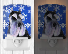 Load image into Gallery viewer, Schnauzer Winter Snowflakes Holiday Ceramic Night Light SS4615CNL