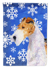 Load image into Gallery viewer, Fox Terrier Winter Snowflakes Holiday Flag Canvas House Size