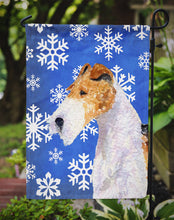 Load image into Gallery viewer, Fox Terrier Winter Snowflakes Holiday Garden Flag – Decorative Outdoor Yard Flag