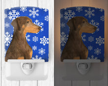 Load image into Gallery viewer, Doberman Winter Snowflakes Holiday Ceramic Night Light SS4617CNL