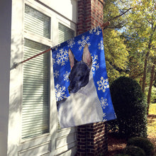 Load image into Gallery viewer, Rat Terrier Winter Snowflakes Holiday Flag Canvas House Size