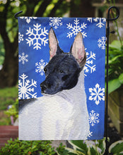 Load image into Gallery viewer, Rat Terrier Winter Snowflakes Holiday Garden Flag – Decorative Outdoor Yard Flag