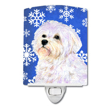 Load image into Gallery viewer, Maltese Winter Snowflakes Holiday Ceramic Night Light SS4619CNL