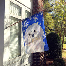 Load image into Gallery viewer, Maltese Winter Snowflakes Holiday Flag Canvas House Size