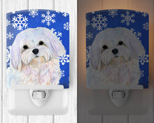 Load image into Gallery viewer, Maltese Winter Snowflakes Holiday Ceramic Night Light SS4620CNL