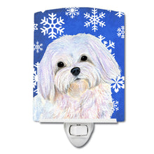 Load image into Gallery viewer, Maltese Winter Snowflakes Holiday Ceramic Night Light SS4620CNL