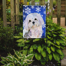 Load image into Gallery viewer, Maltese Winter Snowflakes Holiday Garden Flag – Decorative Outdoor Yard Flag