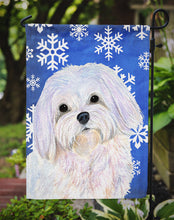 Load image into Gallery viewer, Maltese Winter Snowflakes Holiday Garden Flag – Decorative Outdoor Yard Flag