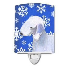 Load image into Gallery viewer, Bedlington Terrier Winter Snowflakes Holiday Ceramic Night Light SS4621CNL