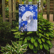 Load image into Gallery viewer, Bedlington Terrier Winter Snowflakes Holiday Garden Flag – Decorative Outdoor Yard Flag