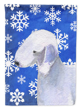 Load image into Gallery viewer, Bedlington Terrier Winter Snowflakes Holiday Garden Flag – Decorative Outdoor Yard Flag